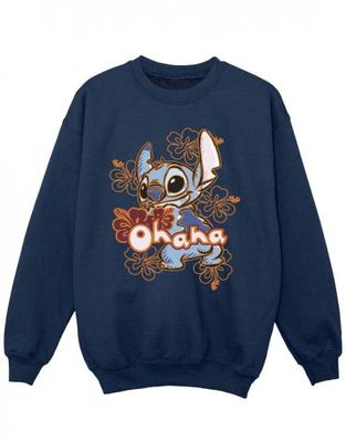 Girls Lilo And Stitch Ohana Orange Hibiscus Sweatshirt