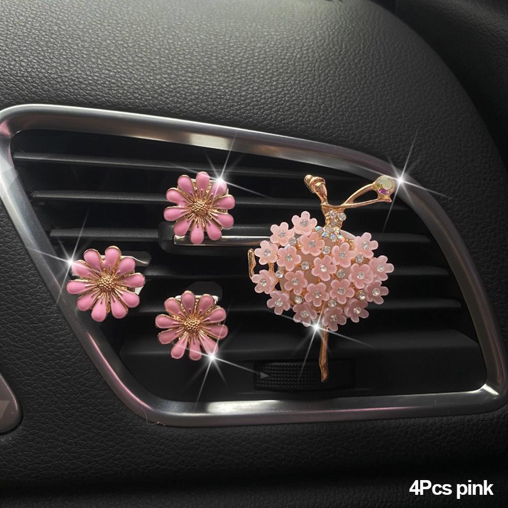 Tjej Bil Luftkonditioneringsventil Tusensköna Parfymklämma Utsökt Dekoration Söta Tillbehör Allt för Biltillbehör för Kvinnobilar