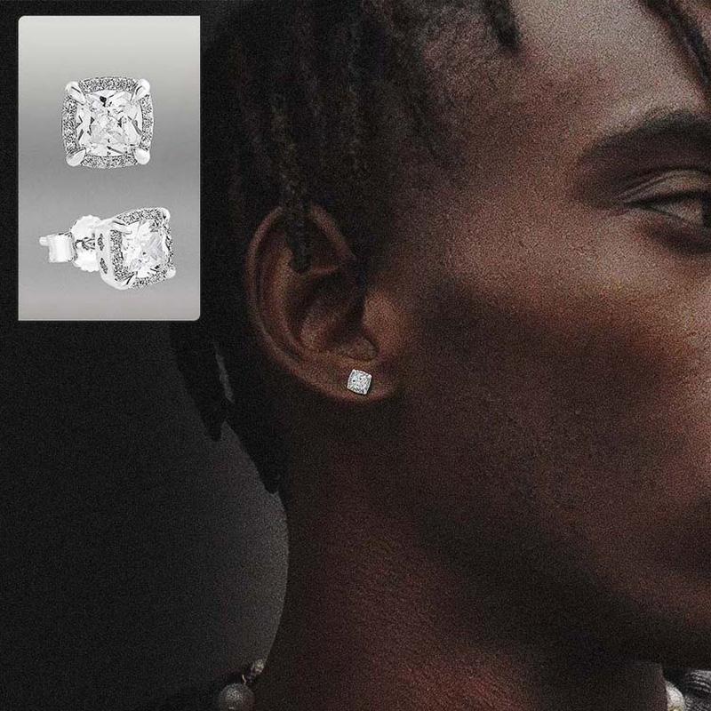 Gold Plated Unisex Hip Hop Geometric Earrings Minimalist 4 Claws AAA+ Cubic Zirconia Classic Style Ear Studs Jewelry Party Gift