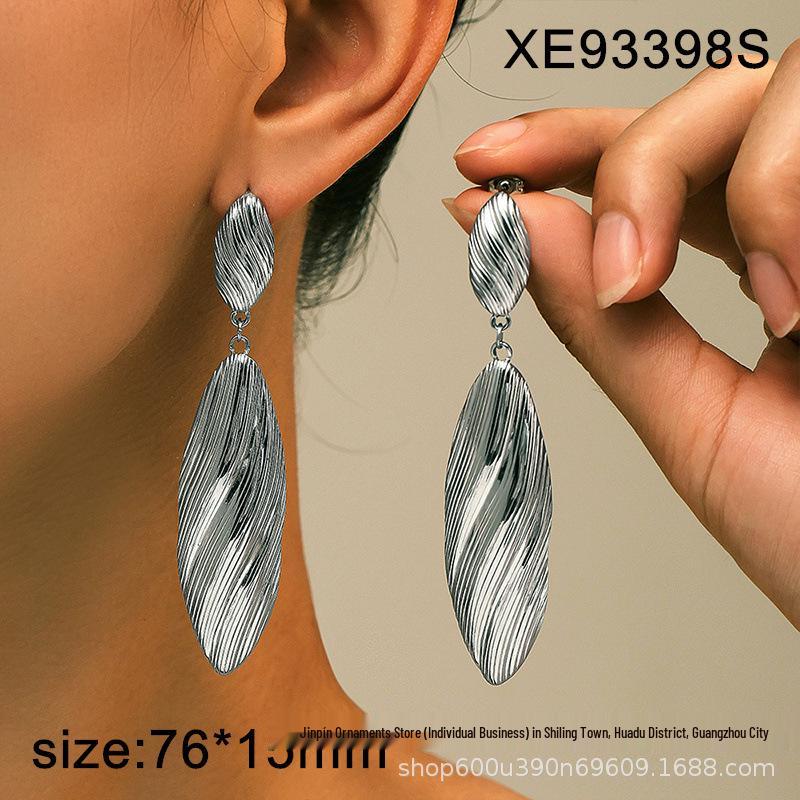 Cross European  American Titanium Steel Earrings: Bold, Retro, Mirror-Polished, Large Size, with Heavy Industry Edge.
