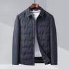 Mens Lightweight Down Jacket With Turn-Down Collar Casual Business Winter Coat Middle-Aged