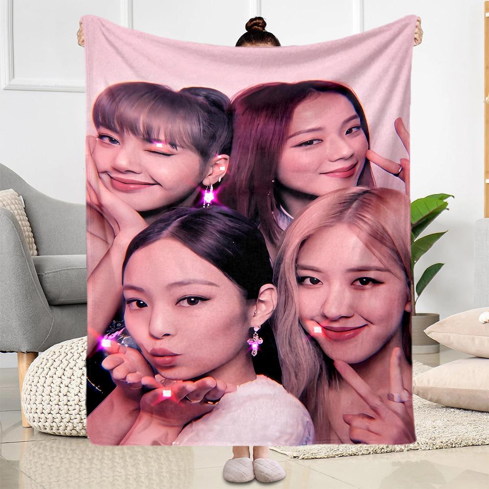 Girl Group Poses Blanket Soft Warm Cozy Suitable for Picnics Couch Office Chair Four Seasons Universal Digital Print