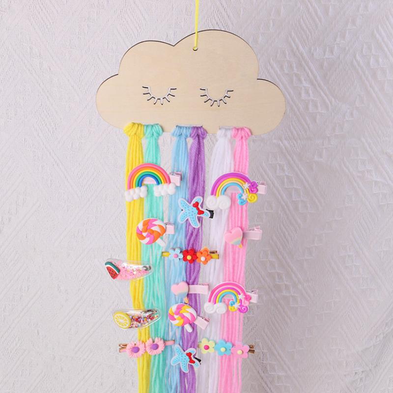 

Ins Weave Rainbow Horse Baby Hair Clips Accessories Holder Princess Girl Hairpin Hairband Storage Pendant Jewelry Wall Ornaments