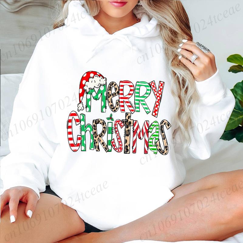 Graphic Hoodie Merry Christmas Reindeer Fashion Women  Clothing Loose  Hooded Pullovers Long Sleeves  Hoodies