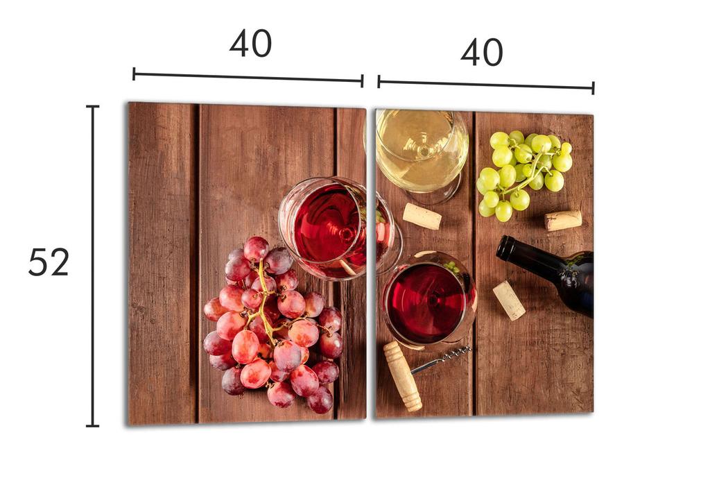 Szklana płyta ochronna na kuchenkę 2x40x52 Wino