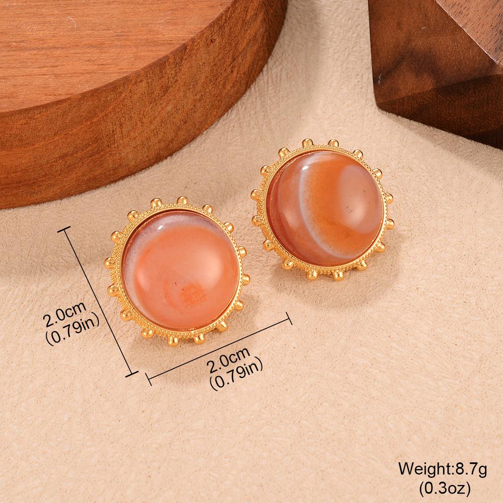 Coffee Earrings New Niche Tiger Eye Series Hong Kong Style Autumn and Winter Earrings Light Luxury Retro Simple Stud Earrings