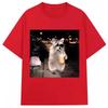 Waschbär trinkt Eiskaffee Lustiger Meme Print T-Shirt Herren Damen Humor Tier T-Shirts Reine Baumwolle Lässiges T-Shirt