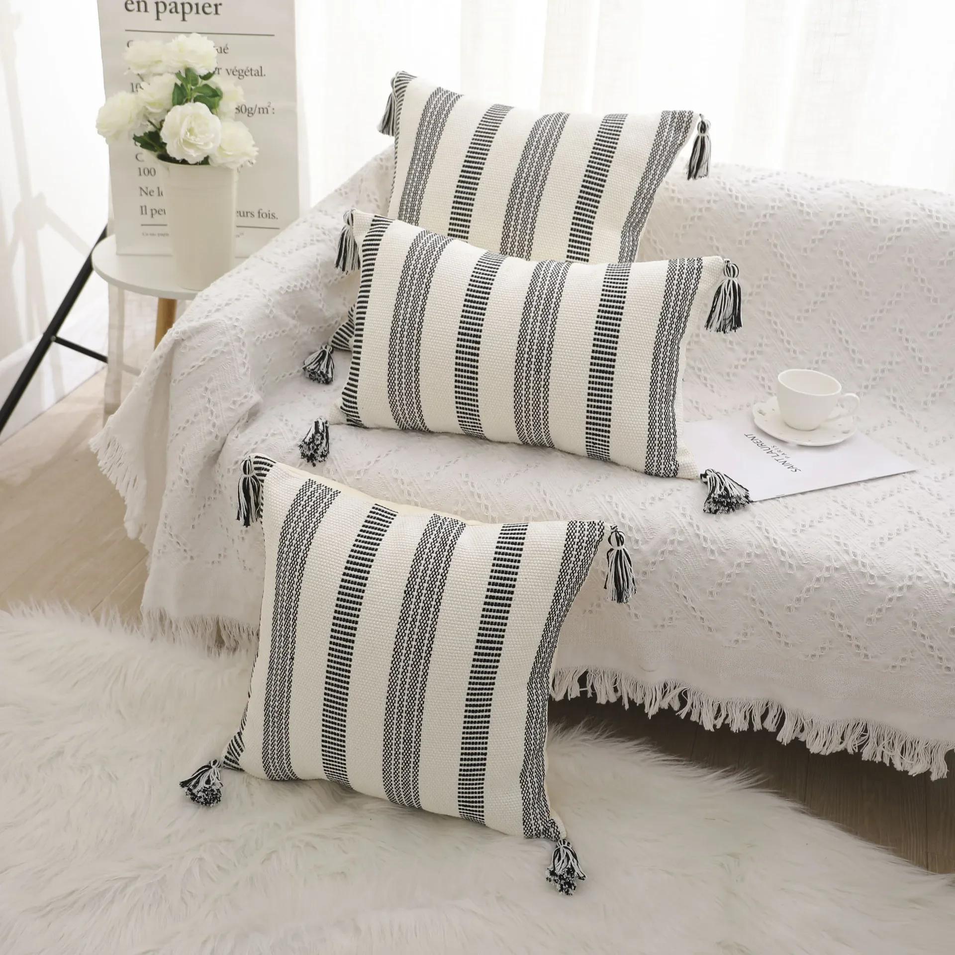 cotton weaving bohemian tassel pillow office lumbar pillow bedside cushion cushion sofa pillow set 30x50cm