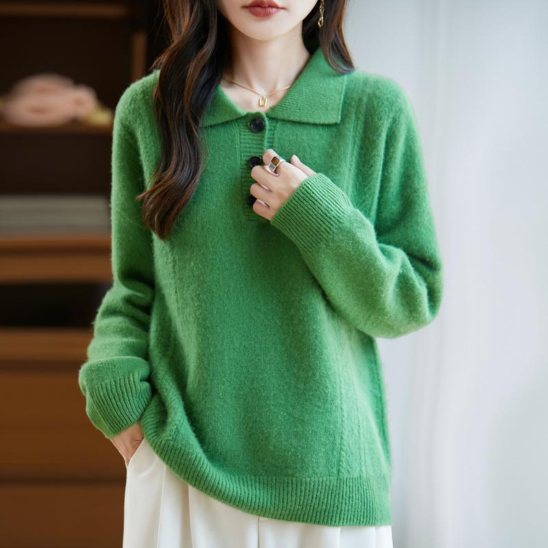 Women's cashmere sweater Qinghe cashmere 30% cashmere 70% wool autumn and winter pullover warm and fashionable