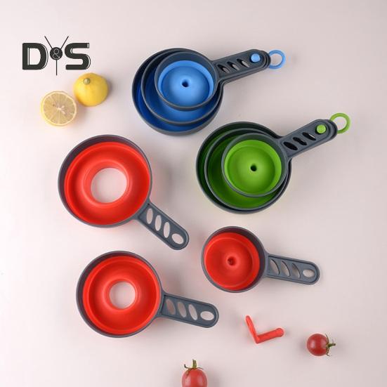 3Pcs Wear-resistant Jam Funnel Large Mouth Durable Folding Food Liquid Spice Oil Funnel