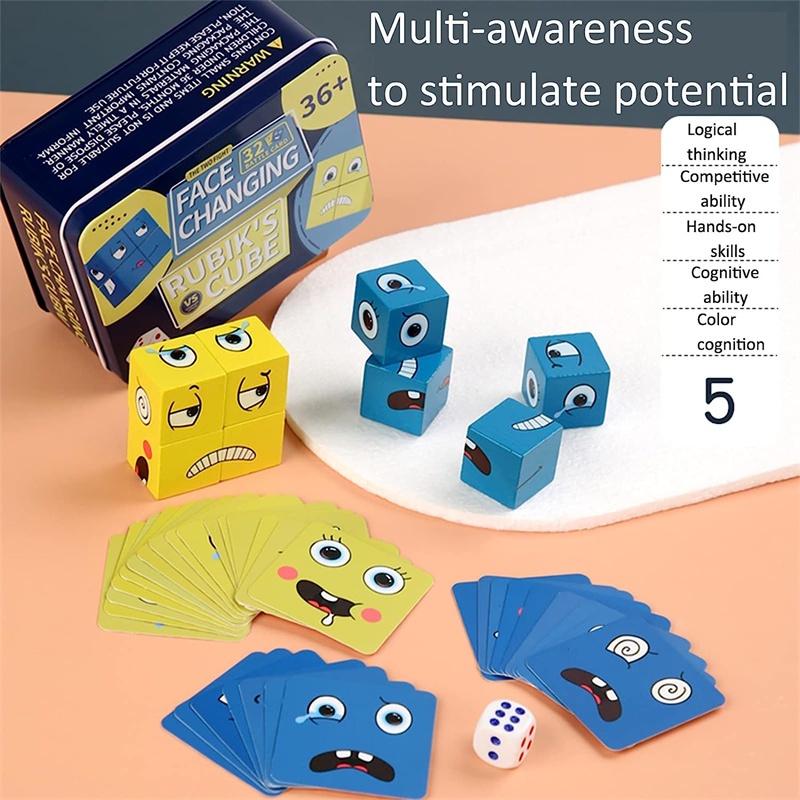 Children's Transforming Face Magic Cube Building Blocks Logic Thinking Training Large Particles Early Education Puzzle Toy