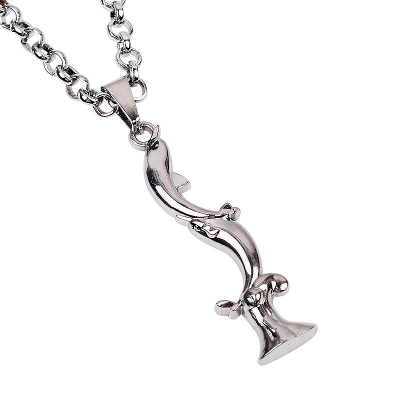 JMXD-Wave Dolphin Love Necklace, Fashion Plated White Steel Personality Pendant Necklace Accessories Premium Sense