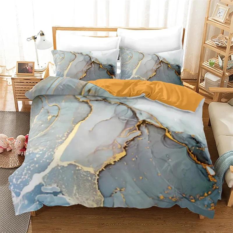 Marble Duvet Cover Abstract Geometric Bedding Set Microfiber Full Queen King Comforter Cover For Kids Girls Boys Bedroom Decor