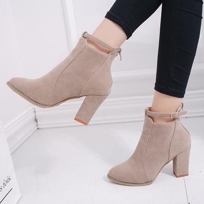 T-JULY Womens Elegant Mid Calf Boots Metal Decoration Super Thin High Heels Platform Winter Warm Slip on Boots Shoes