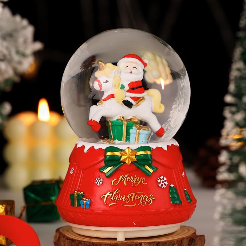 Drehende Karussell-Spieluhr mit Schneekugel-Effekt Kindergeburtstagsgeschenk Dekorative Harz-Musikinstrument Spielzeug