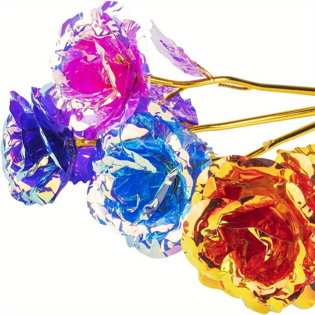 10pcs Artificial Gold Foil Rose Flower Full Blossom Presents, Romantic Gift for Her, Creative Thanksgiving Mother's Day Valentine's Day Women's Gift