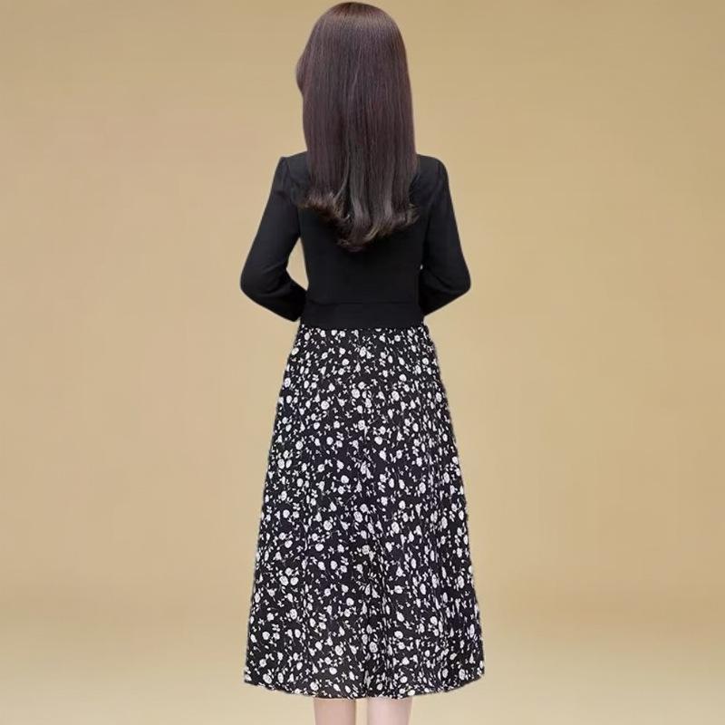 Spring & Autumn Floral Slimming Two-Piece Skirt Suit JR
