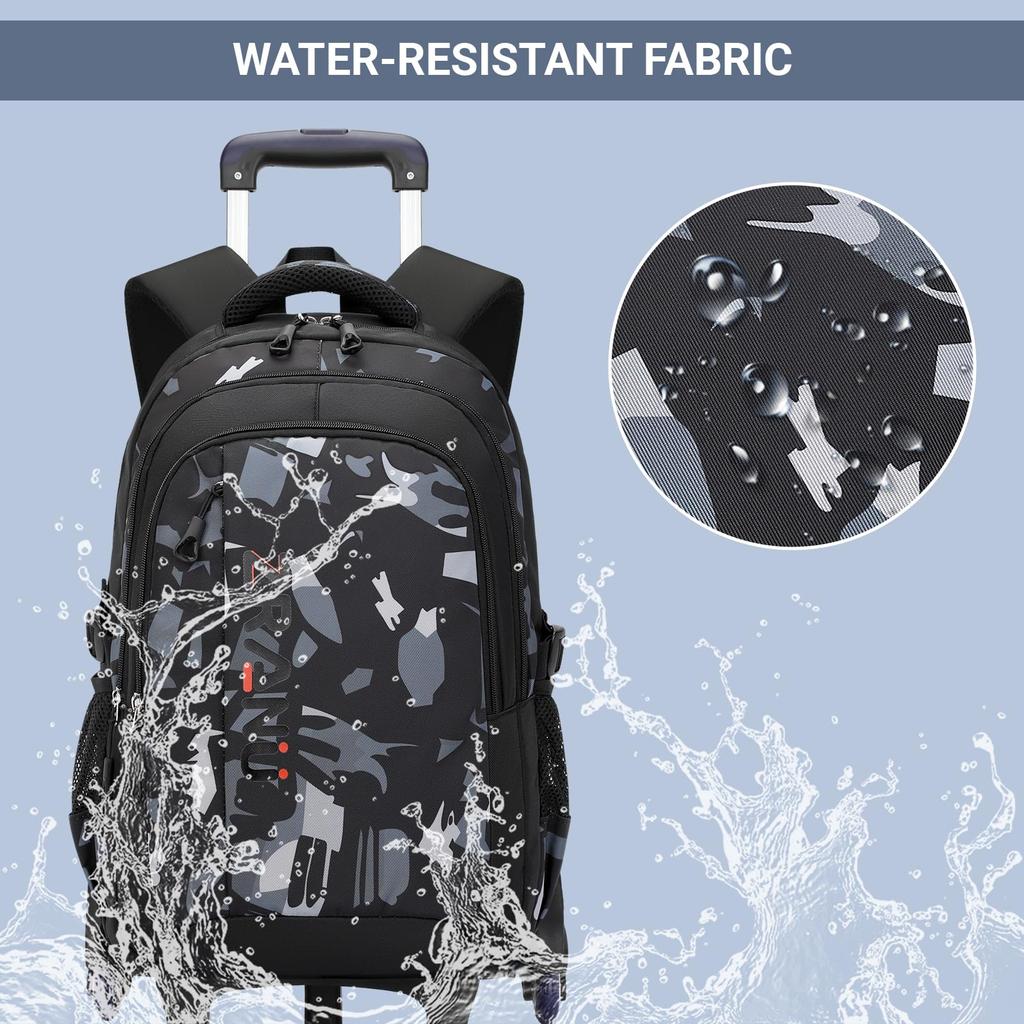 School Backpack Trolley for Boys Men Backpack with Wheels School Bag Boys Teenagers Waterproof Casual Daypack 16 Inch