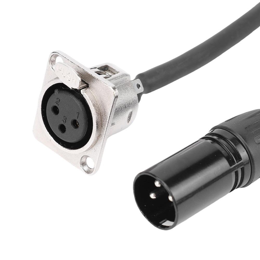 2 Pcs No Solder Panel Mount Adapter 0.6m / 1.97ft Mic Feed Thru Converter  for Patch Panel чёрный