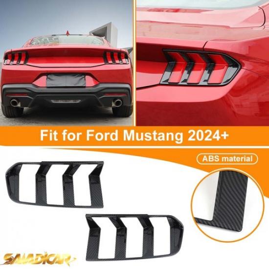 Carbon Fiber Tail Light Covers Trim Protective Bezels For Ford Mustang 2024 2025