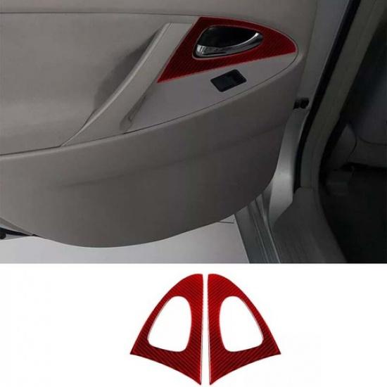 Trim Cover Red Carbon Fiber Rear Door Handle Panel For Toyota Camry 2007-2011
