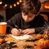 Halloween Beadable Pen Rhinestone Pen, Glitter Plastic Beaded Pumpkin Ghost Skull Writing Gel Ink for DIY Craft Making, School Office Supplies Set