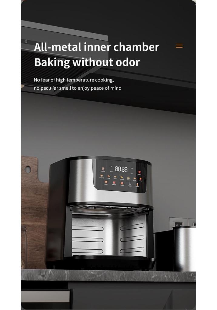 Smart 15L Dual Basket Air Fryer with Double Heating Tubes - Stainless Steel