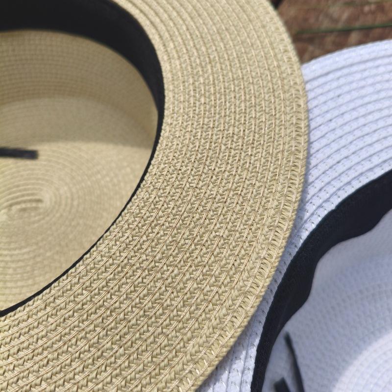 High-quality women's hats cross-border custom French top hats, straw hats, high-end seaside vacation photos