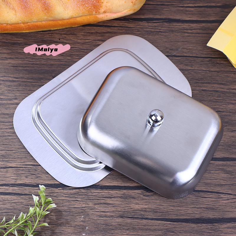 Retro French Stainless Steel Butter Dish with Lid - Kitchen Storage Box Butter Tray Dessert Tray Tableware for Home