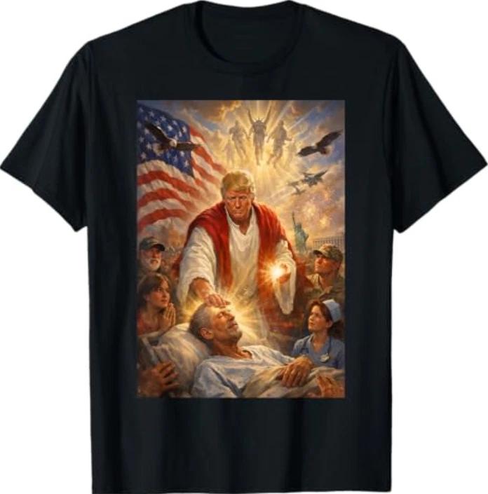 Trump as Jesus Patriotic Graphic T-Shirt S