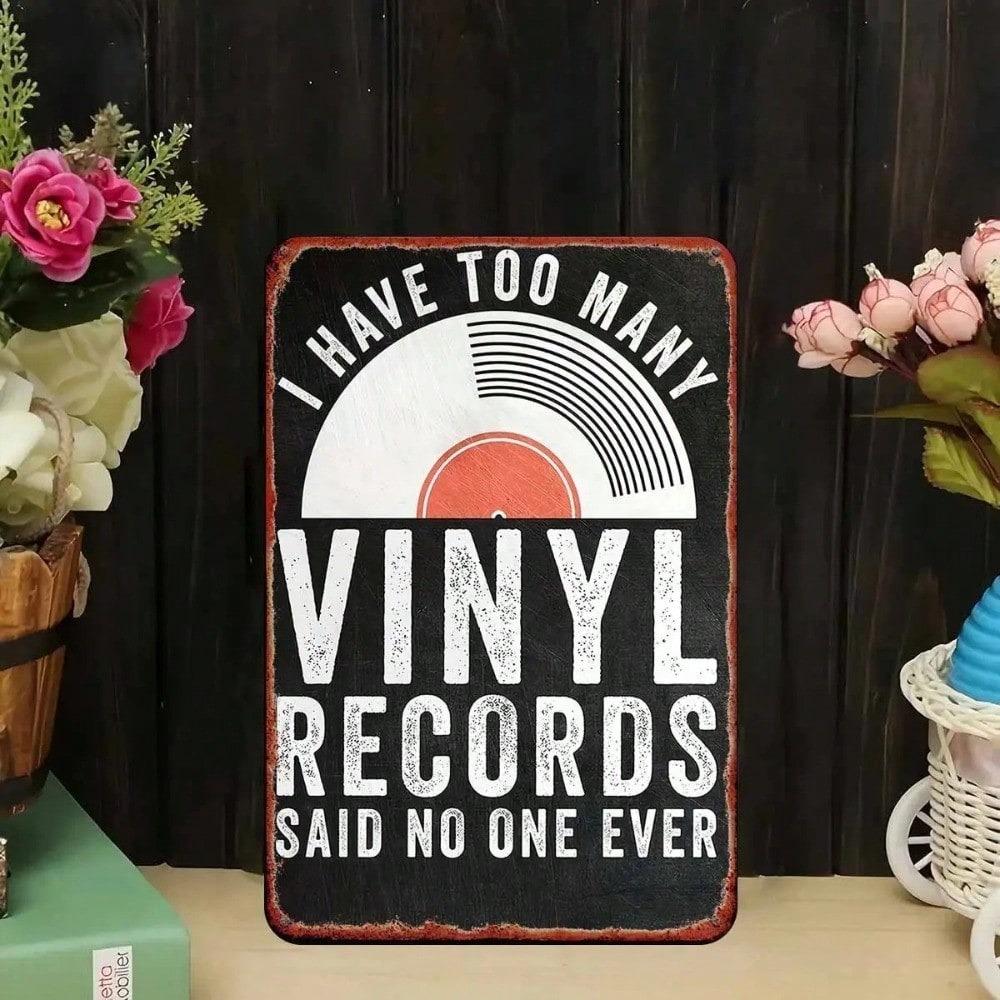 Retro Vinyl Record Player Metal Sign Wall Decor Vintage Music Collector Tin Art