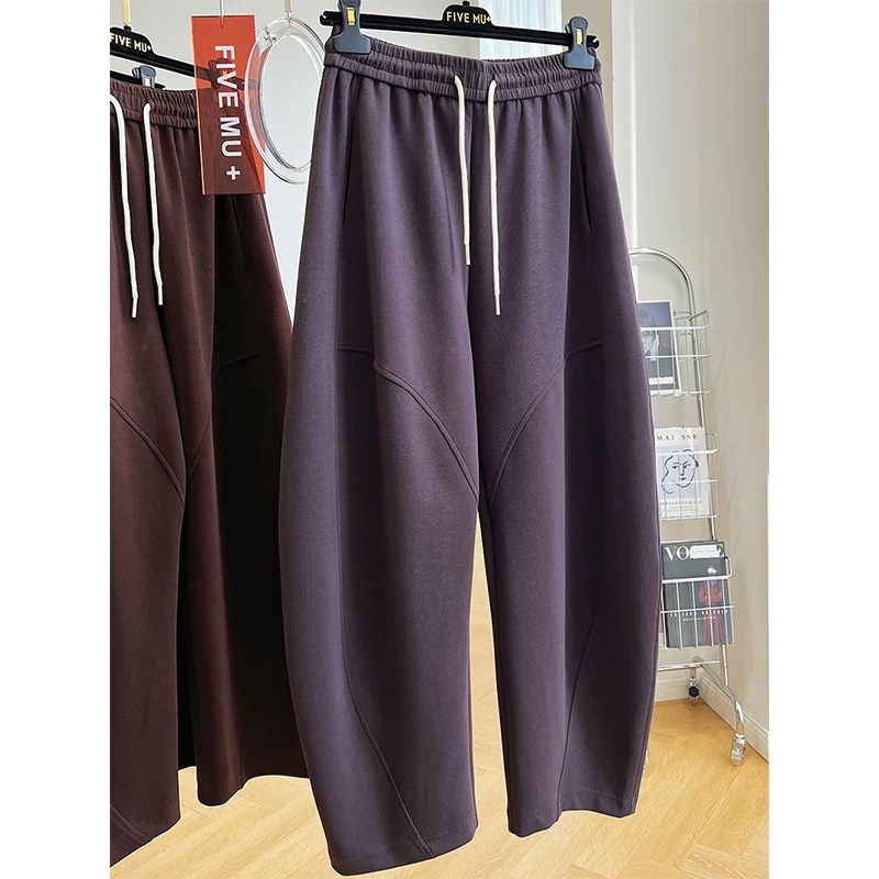 

150.00kg Oversize Women s Clothing 2025 Spring & Fall New Arrival Sickle Sweatpants 100.00kg Loose Leisure Sports Banana Pants Dark purple 4XL(90-100kg)