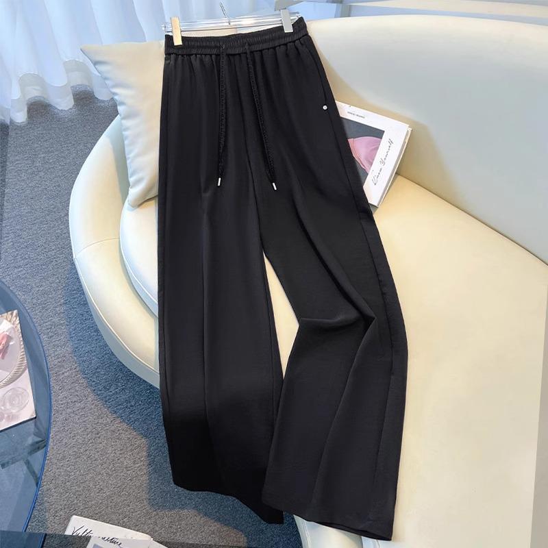 

Белые женские брюки широкого кроя - Летняя коллекция 2025, Удобные, Свободные, Стройнящие, Драпирующиеся, Повседневные, Дизайн с прямыми штанинами XL [for 115-125 jin] чёрный