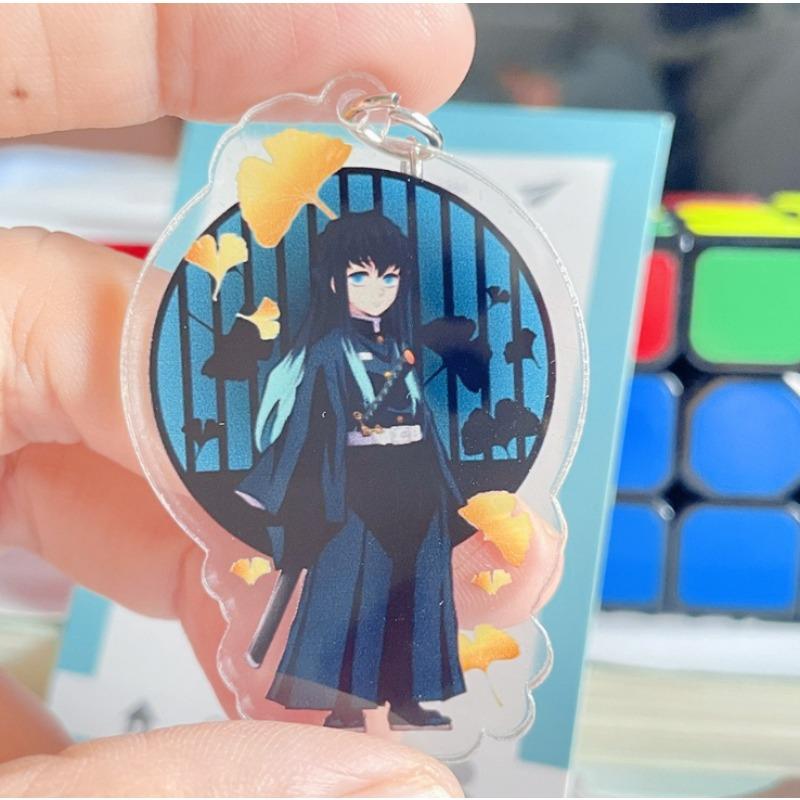 Demon Slayer Cartoon Acrylic Keychain Tokitou Muichirou Anime Action Figures Doll Kawaii Key Backpack Decoration Christmas Gifts