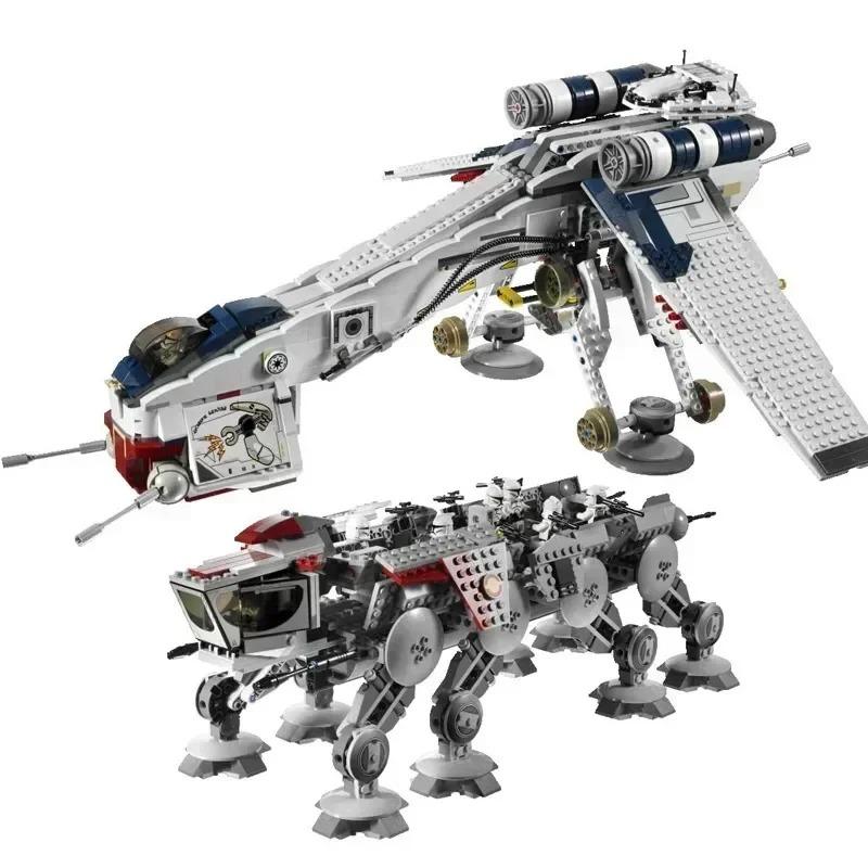 Hot Toys Star Wars  Republic Dropship With AT-OT Walker Compatible 10195 Transport Ship Toys For Children Christmas Gifts