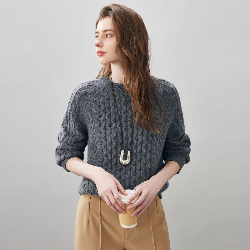 Women's 100% Wool Thickened Round Neck Sweater