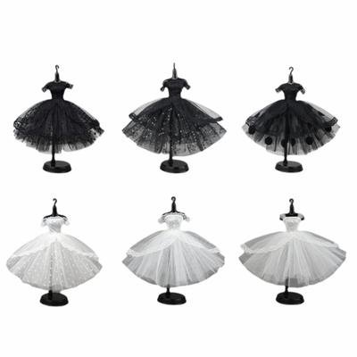 Vestido de Boneca Preto com Bolinhas Renda Tutu Roupas de Boneca Vestido de Princesa Preto Fofo Bonecas