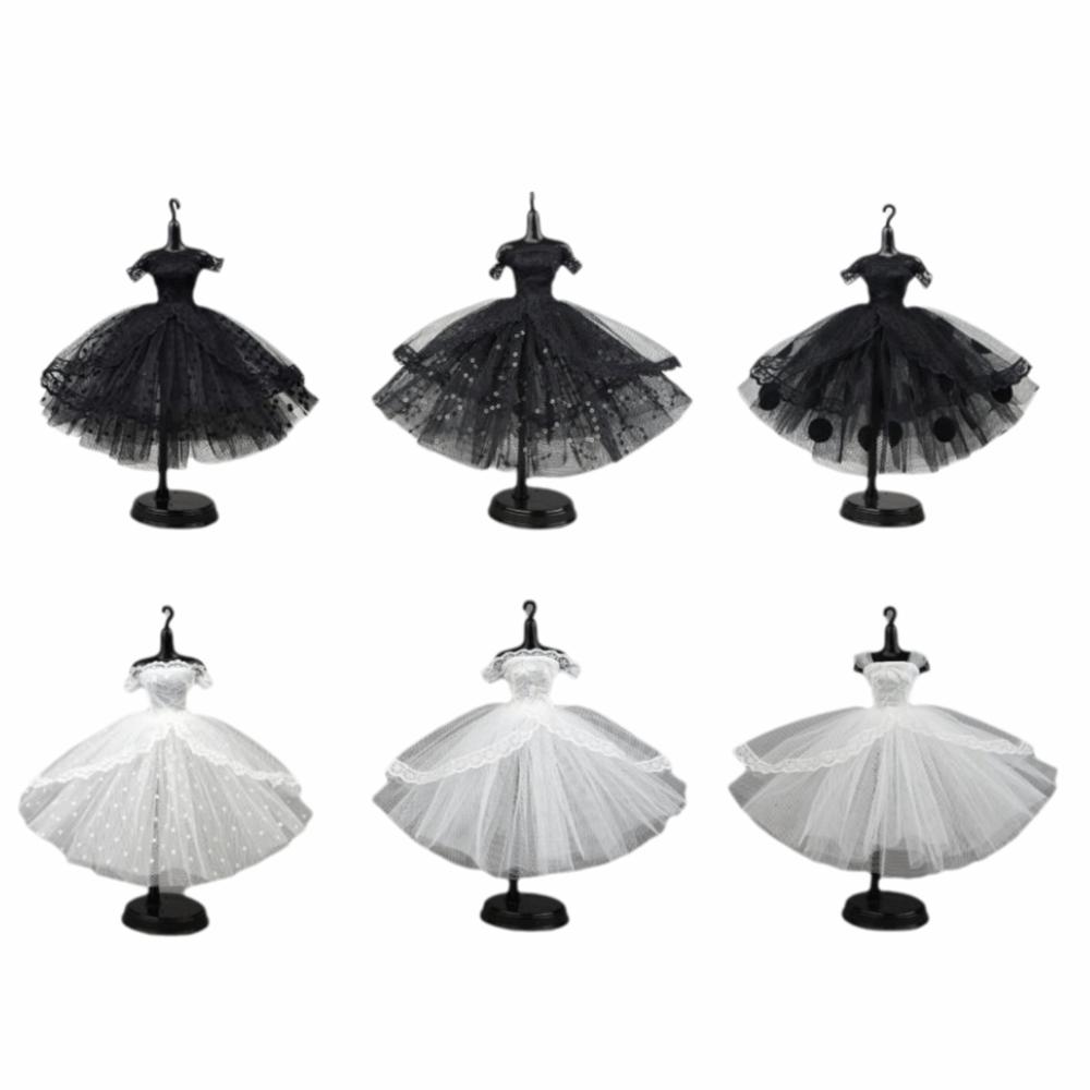 Schwarzes gepunktetes Puppenkleid Spitze Tüll Puppenkleidung Süßes schwarzes Prinzessinnenkleid Puppen