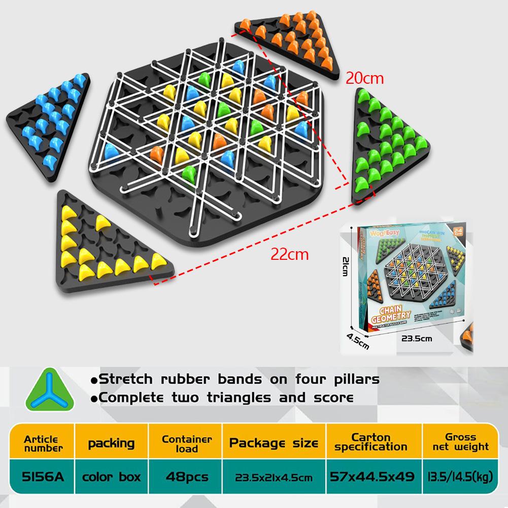 New Geometry Chain Chess Puzzle Triangle Chess Desktop Game Rubber Band Training Family Interaction Exercise Thinking Toys Gifts
