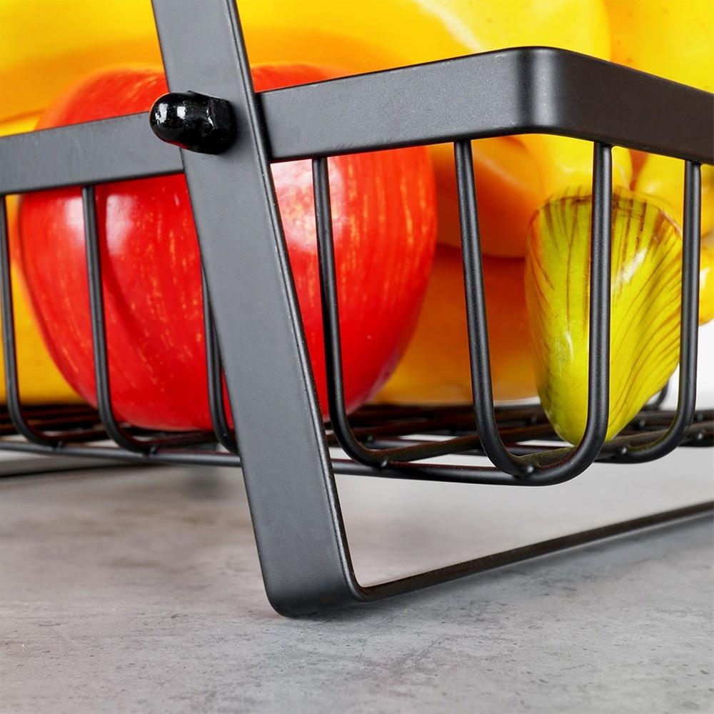 Black metal fruit basket, 3-tier