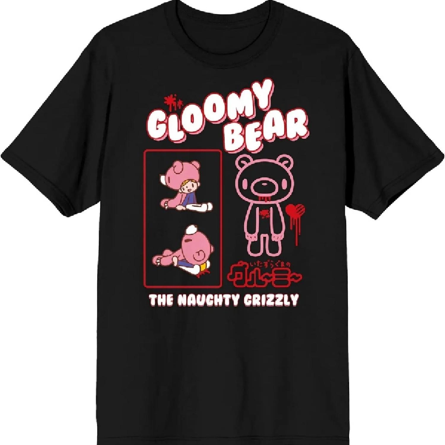 

Gloomy Bear Naughty Grizzly Anime Juniors Black Graphic Tee Shirt Short Sleeve Tops Tees Cotton Print Tshirts XXXXXL чёрный