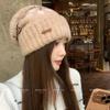 Autumn and Winter Warm Wool Hat Cold-proof Knitted Hat Leather Label Letter Pattern Headgear Casual Personality Wind Ear Protection