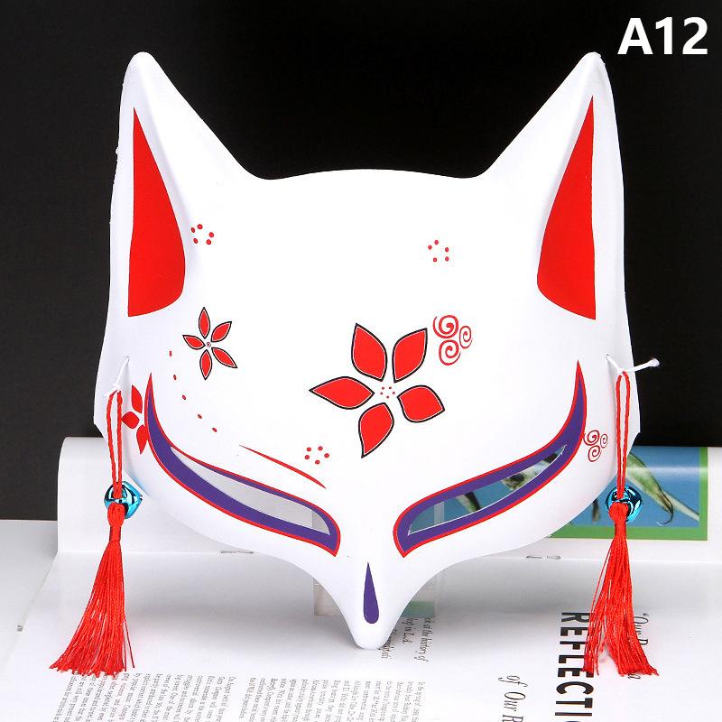 1Pc Anime Half Face Hand-painted Cat Fox Tiger Mask Anime Demon Slayer Masquerade Halloween Festival Party Cosplay Prop