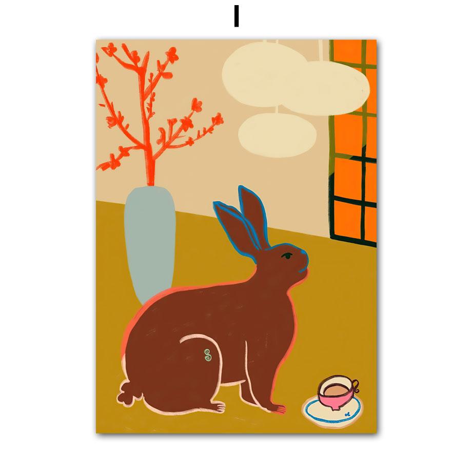 Kolorowa Dziewczyna Kwiat Tygrysi Liść Ilustracja Sztuka Ścienna Obraz na Płótnie Abstrakcyjne Plakaty i Druki Obrazy Dekoracja Pokoju Hotelowego Baru