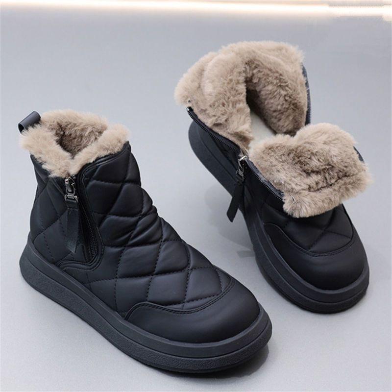 Round Toe Platform Booties Zipper Waterproof Women's Snow Boots Sale Comfortable and Elegant Winter Novelty Fashion Ladies Shoes