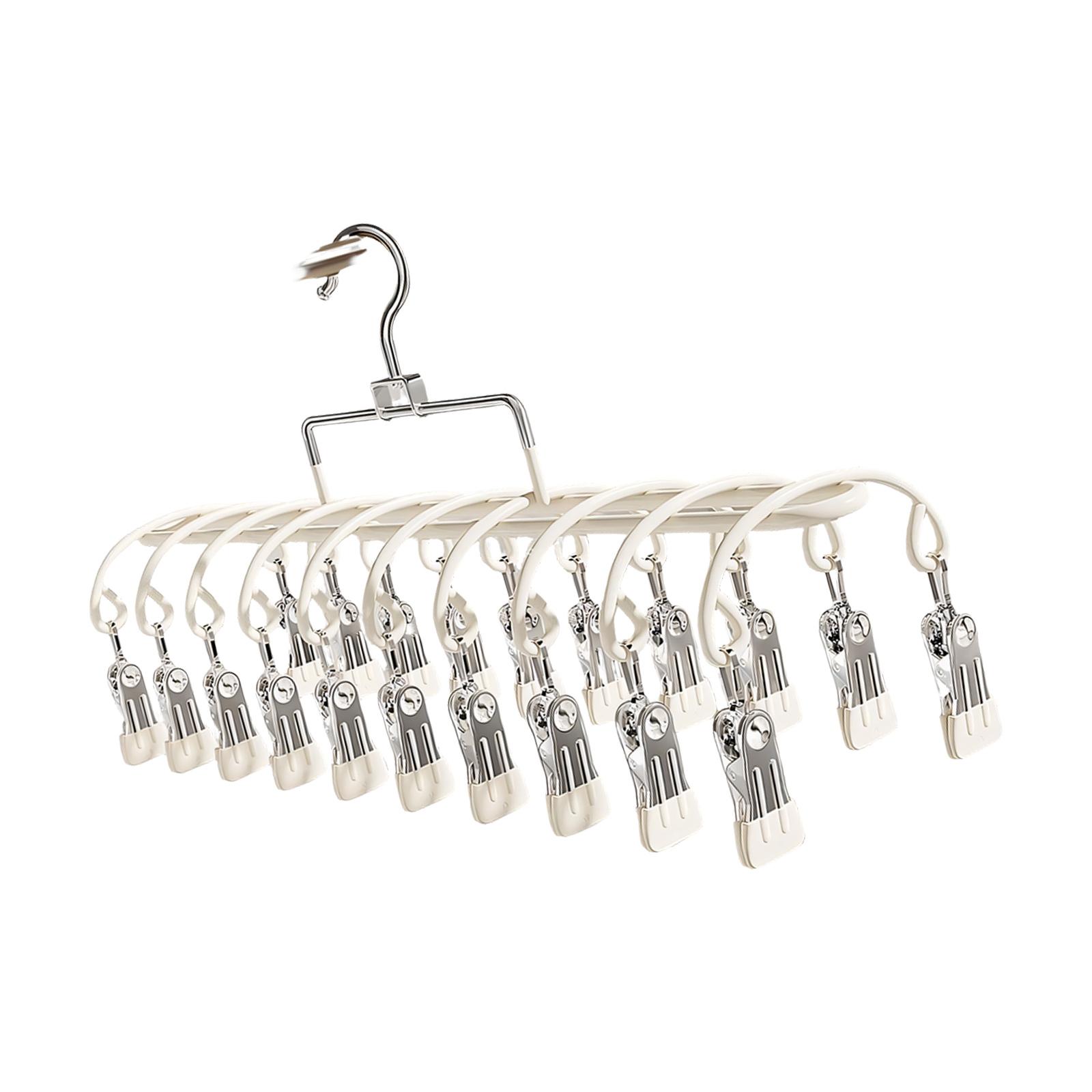

Portable Travel Laundry Rack 20 Rustproof Clip Stainless Steel Clothesline Holder For Underwear Sock Drying Solution белый