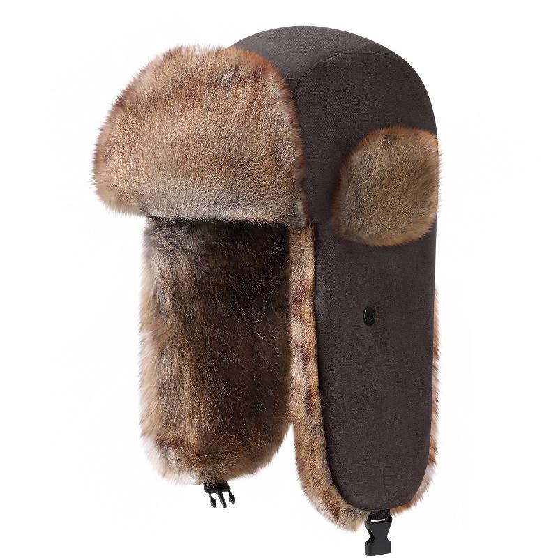 Suede Lei Feng Hat, Northeast Wind and Snow Ear Protection Hat, Winter Thickened Warm Lei Feng Hat Fashion Cashmere Hat