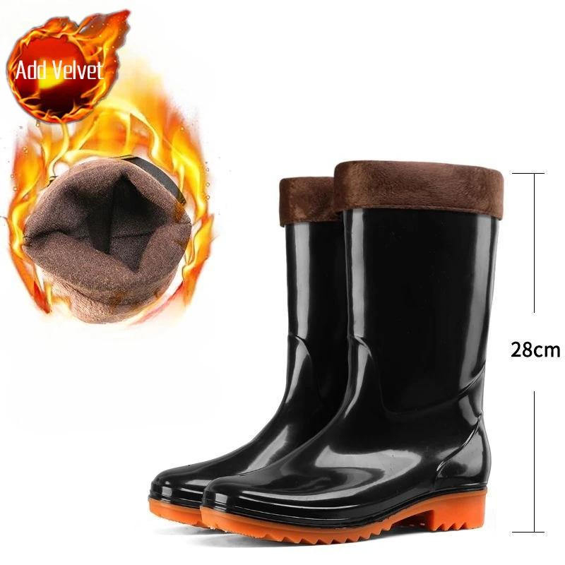 Wear to Work Half High Men's Rain Boots Lightweight Without Lacing Galoshes for City Mud Fishing Water Wear-resistant Male Shoes