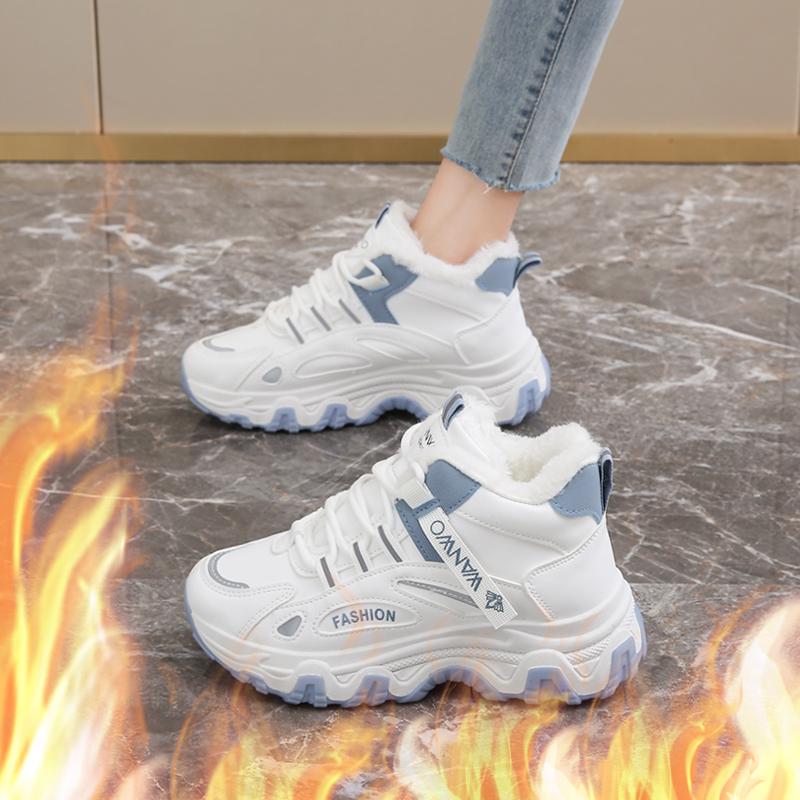 Sapatos de Inverno de Cano Alto Femininos com Forro de Veludo para Esportes de Neve