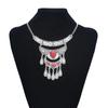 Mehrschichtige Böhmische Quaste Statement Halskette Für Frauen Geschnitztes Auge Vintage Ethnisch Lange Kette Anhänger Halskette Collier Femme
